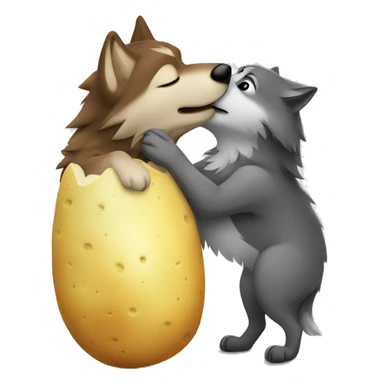 Wolf kissing potato sticker