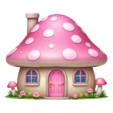 Girly pink tone cottage mushroom home sticker