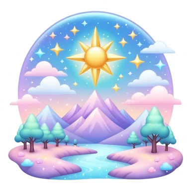 Pastel divine celestial glistening glossy sparkly shiny glittery scenery  sticker