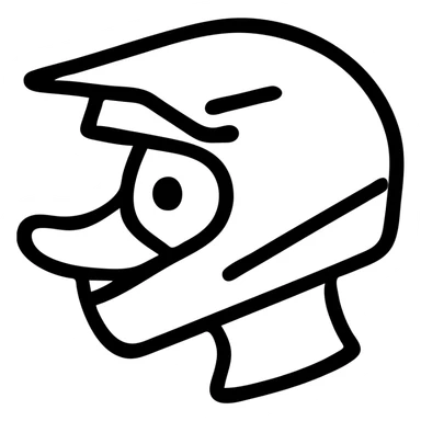 simple icon of a duck head with a stylized downhill helmet, minimal and recognizable sticker