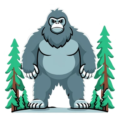 Bigfoot creature, sasquatch, mythical forest giant sticker