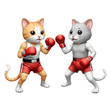 Cat fighting mouse in boxing ring sticker