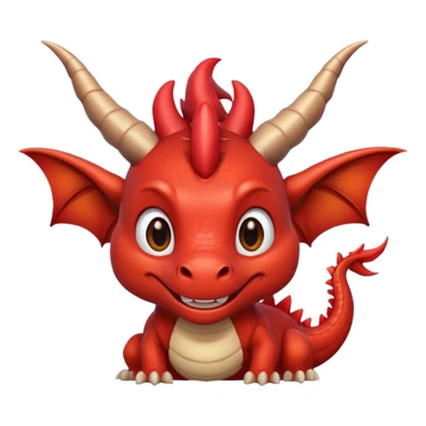 Cute Red dragon smile. Two horns, two pointed ears, no wings. Brown mane hair. sticker
