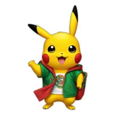 A picachu with a tshirt gucci sticker