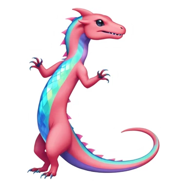 Rainbow crystalic Shiny pastel Salandit-Aurorus-Salazzle-Dragonair-Fakémon-hybrid-creature (full body)  sticker