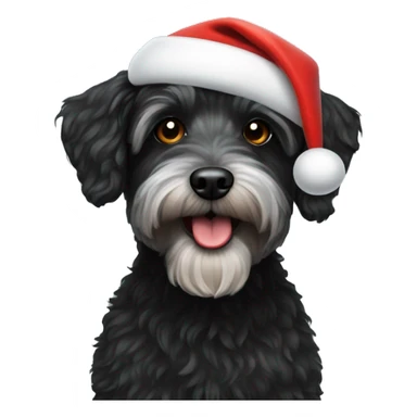 Black Schnoodle wearing Santa Hat  sticker