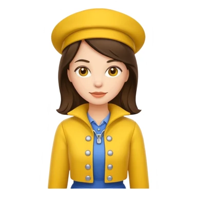 brunette woman with yellow dutch clothing sticker