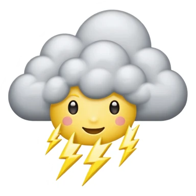 cute Thunderstorm Cloud, eyes, yellow lightning bolt gray sticker