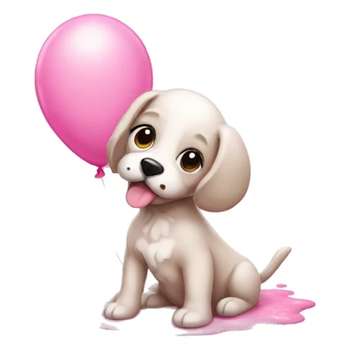 pink balloon puddle puppy  sticker