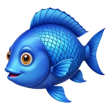 blue happy fish looking to the right sticker