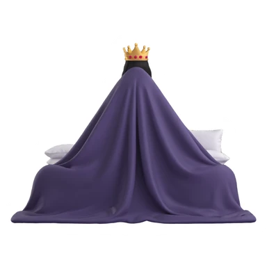 king bed viewed from the back side, person completely hidden under the blanket, only the blanket visible sticker