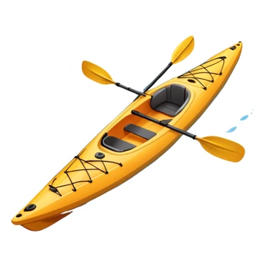An icon showing a close-up of a sleek kayak with double-bladed paddles gliding through water. Splashes surround the boat as it cuts across a calm surface, symbolizing speed and focus. Transparent background emphasizes the dynamic and personal nature of kayak paddling. sticker
