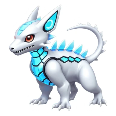 exotic futuristic modern cyber-Fakémon-Digimon-Trico-creature sticker