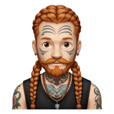 thick very dark ginger braids man old very tattoed with the whitest mustache ever sticker