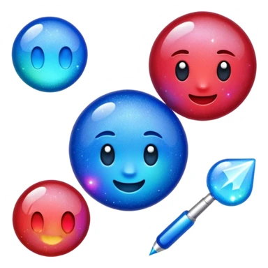 glitter red and blue raio sticker