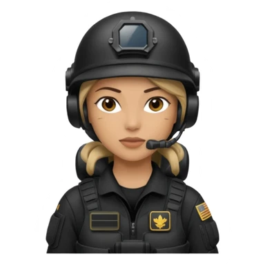 female special operations communications operator with combat gear in black sticker