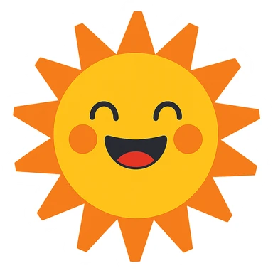 cheerful sun with a big smile, radiating warmth sticker
