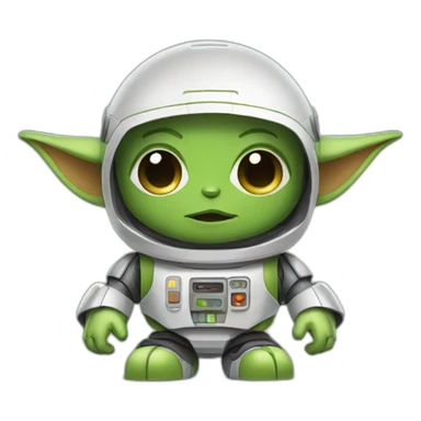 cute robot with yoda ears sticker