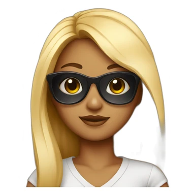 Girl with sun glass whait sticker