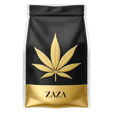 Black and Gold Reusable cannabis bags with the name Top Shelf Zaza on the label  sticker