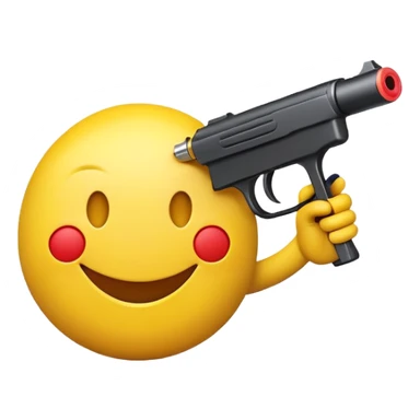 Smiley face shooting himself in the head with a toy gun  sticker