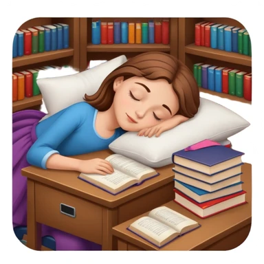 white girl around 8 years (from albania) with brown hair is sleeping in school. the books are her pillow sticker