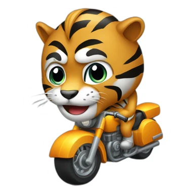Tigre montando en moto negra de carreras sticker