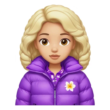 Girl in purple puffy and hawaiin shirt sticker