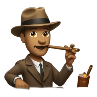 the driving crooner with a hat and a cigar sticker