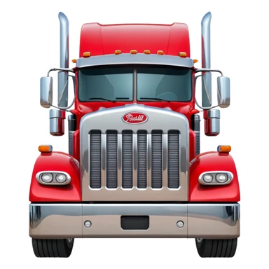 red peterbilt truck, front view sticker