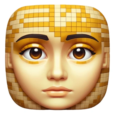 3D render of Pixelated Face, digital glitch art aesthetic, data corruption visual, human face blurred with skin-tone mosaics, pixelated distortion, emoji style, isolated on white background --v 6.0. sticker