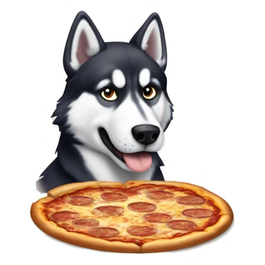 Ein Husky der eine Pizza isst sticker
