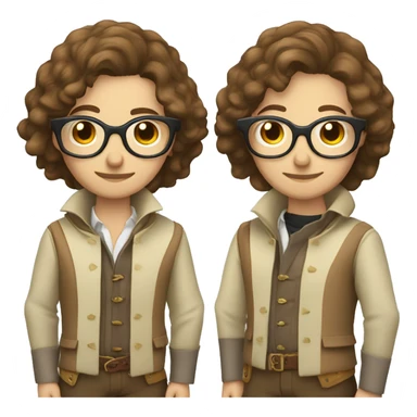 Musketeer beige jacket short brown hair garden glasses sticker