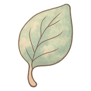 icon of a leaf, soft colors, whimsical, ghibli style sticker