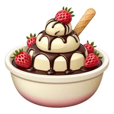 ice cream with fruits and chocolate sauce sticker