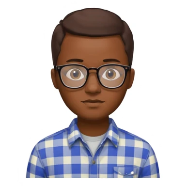 African man, 30, short brown hair, plaid shirt, elegant, software engineer, glasses sticker