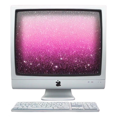 Pink ombre pc monitor with keyboard and glitter sticker