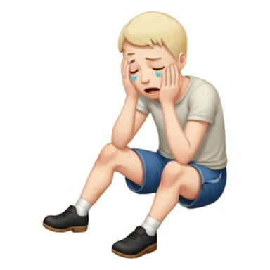 Crying male banging on the floor sticker