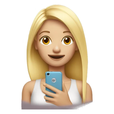 blonde girl taking selfie sticker