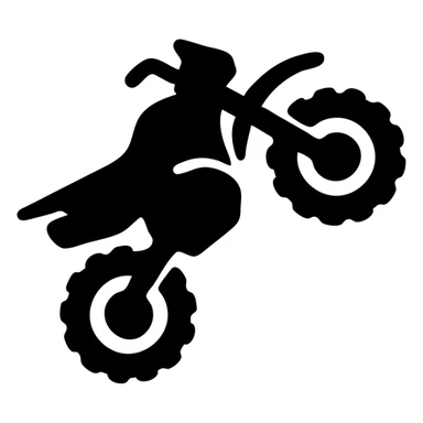 supermotard motorcycle doing a wheelie, solid black icon sticker