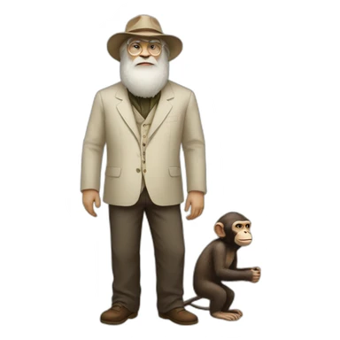 darwin full body with a monkey sticker