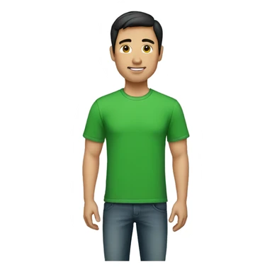 Man with dark short hair green t-shirt sticker
