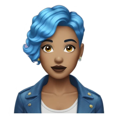 women with short blue hair and glitter makeup sticker