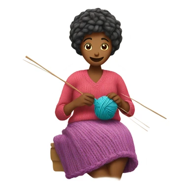 Woman knitting sticker