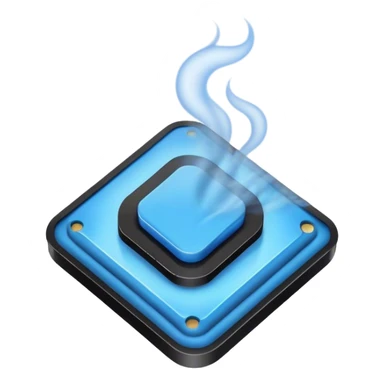 blue smoke coming out of a black microchip sticker