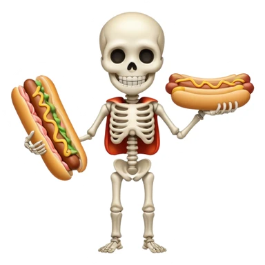 kid skeleton holding hot dog sticker