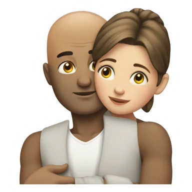 Bald man hugging a girl sticker