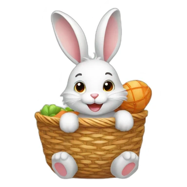 Happy rabbit with a basket sticker