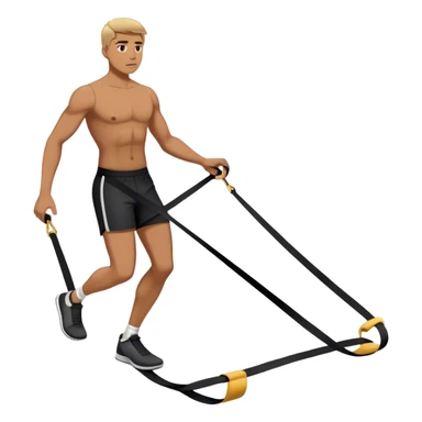 man stepping on resistance band sticker