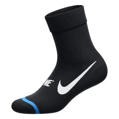 black football sock with white Nike tick sticker